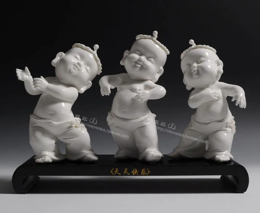 Happy every day three sets of lovely ornaments creative entrance Hotel Art Ceramic boy animal desktop