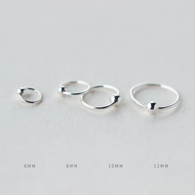 s925 Sterling Sliver Small Tiny Ball Earrings 6mm 8mm 10mm 12mm Minimalist Huggie Hoop Ear Piercing Tragus Helix Cartilage 2020