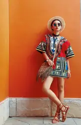 Blusa de algodón con estampado étnico para mujer, hombre y niño, ropa africana, Dashiki