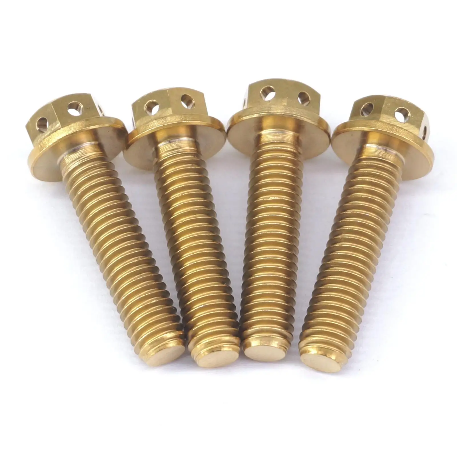 4 PCS M6x25mm Golden Motorcyle Calipers Cover Hollow Hex Allen Flange Bolts