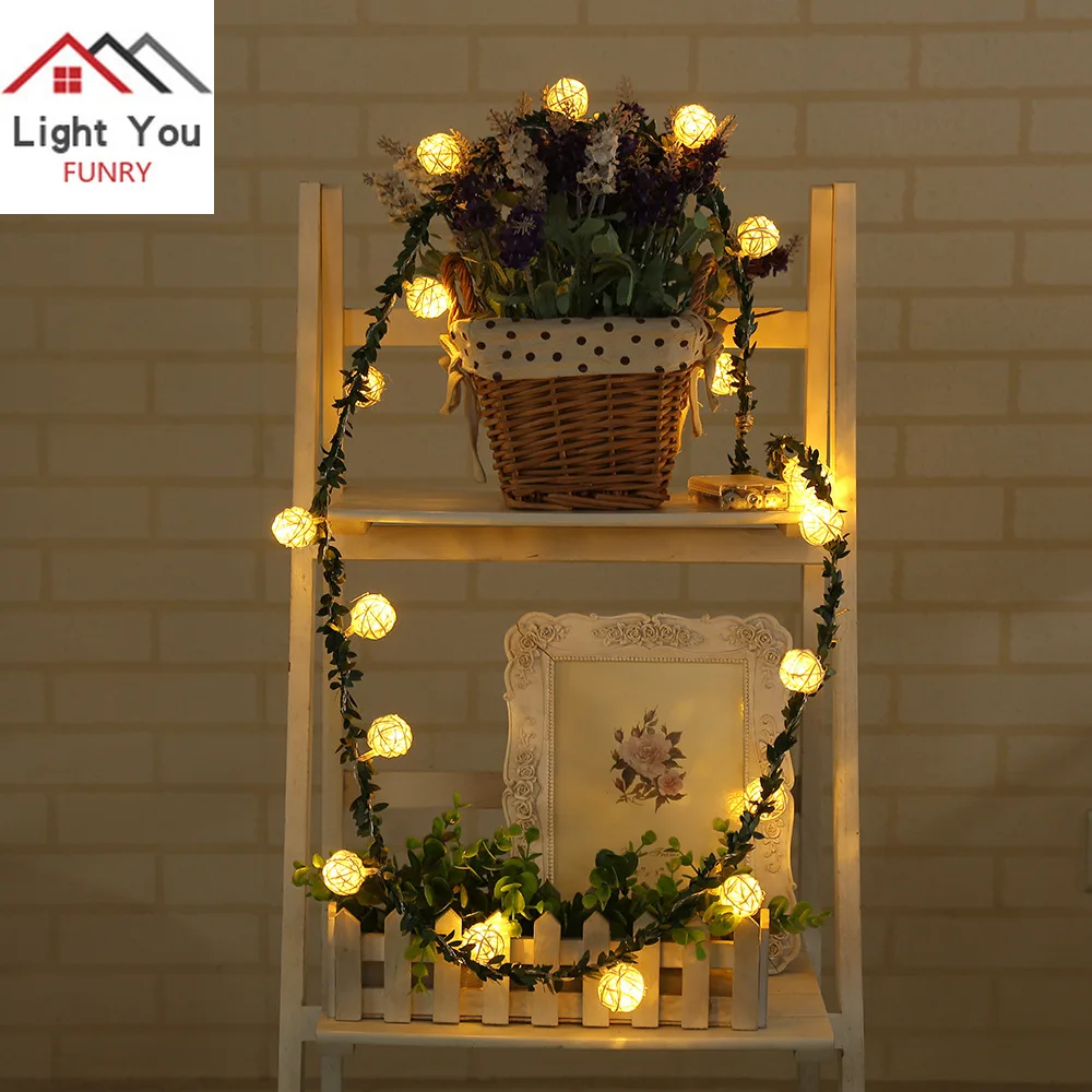 Kerst Decoratie 2.2 Meter 20led Rotan Bal Ronde Cane Combinatie Licht String Halloween Interieur Light String