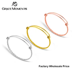 5pcs/Lot Grace Moments 3 Colors Twist Bangles & Bracelets Stainless Steel Adjustable Wire Cuff Bracelet Making DIY Jewelry