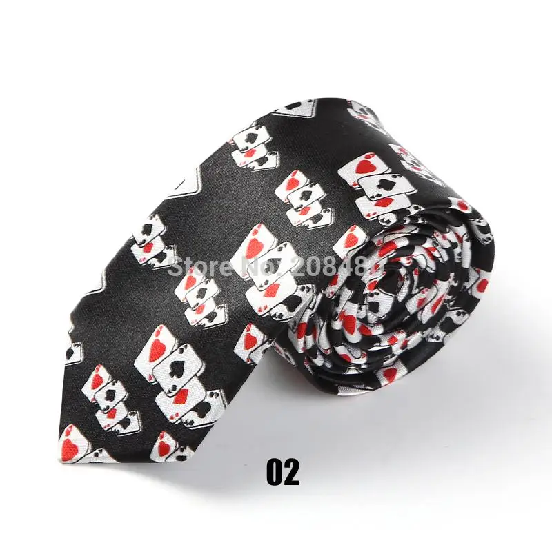 Mens Ties Necktie Formal Dress Gift Wedding Shirts Cravat 2 Inch wide Fashion Playing Cards / Poker White Classic Party Business