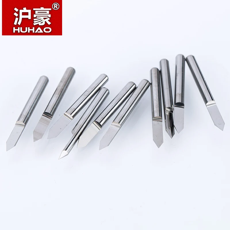 HUHAO 10pcs/lot 3.175mm CNC Router bit Precision grinding  V Shape Carbide PCB Engraving Bits milling Cutter Machine Accessories
