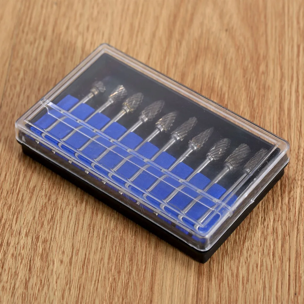 10 Chiếc 2.34*6Mm Đôi Cắt Thép Vonfram Chắc Chắn Carbide Burrs Quay Các Tập Tin Kim Cương Xay Chết Máy Xay Mũi Khoan xay Khắc Bit