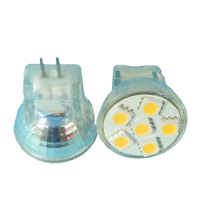 2017 Nouvelle Arrivée MR8 Led Projecteur 5050 SMD Lampe Lumière 6Led GU4 ACDC12V DC8-30V 2W Chaud Blanc Corps En Verre LED Ampoule 1Pcs/mitium