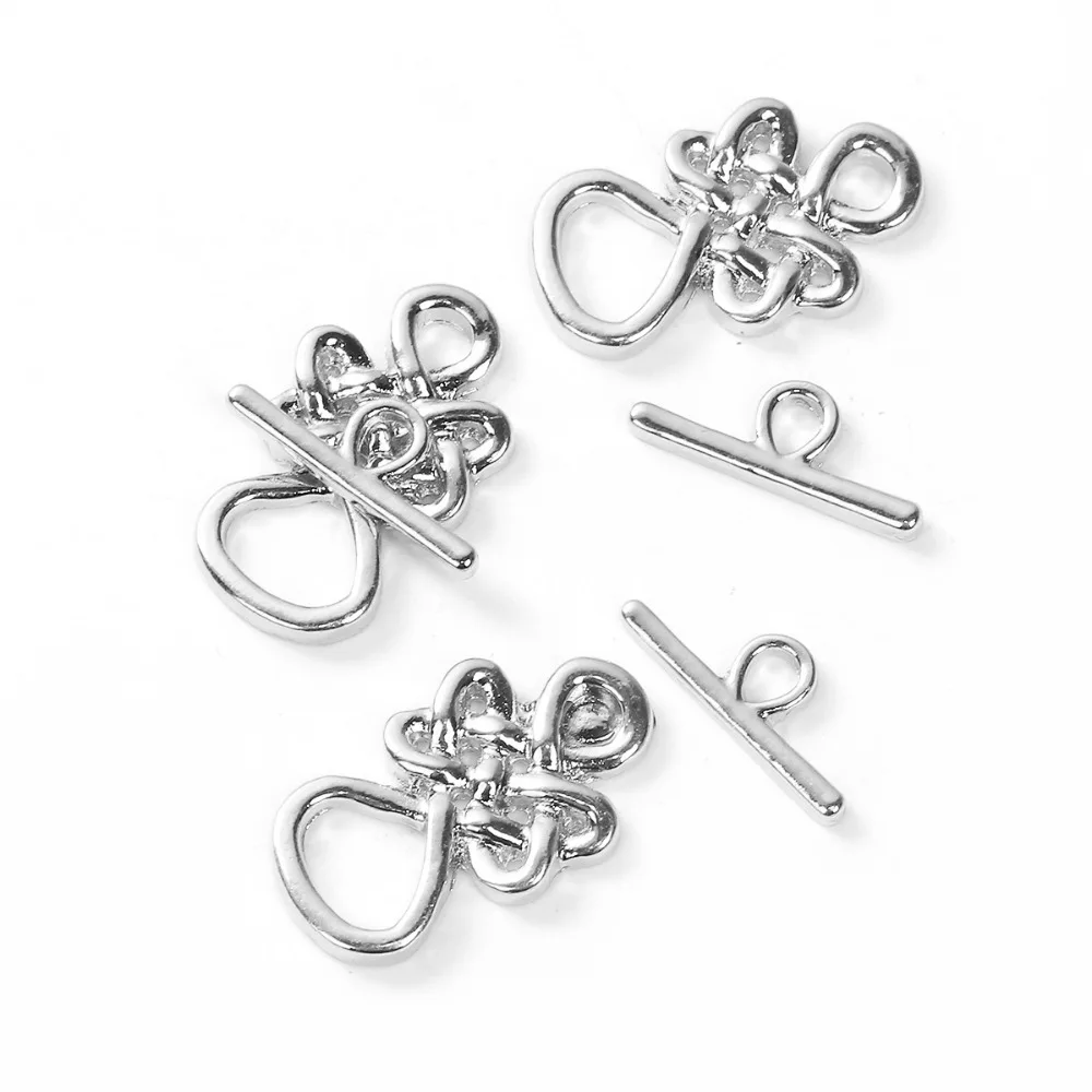 DoreenBeads Handmade Silver Color Toggle Clasps Knot Pattern Charms DIY Making Bracelets Necklace Jewelry Findings Gifts,2Sets
