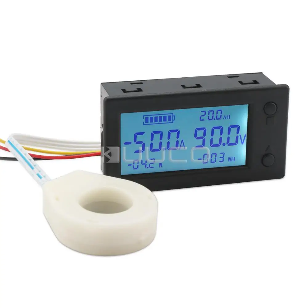 DROK Battery Capacity Coulometer DC 300V 200A Digital Voltmeter Ammeter  Power Electricity Watt-Hour Meter With Hall Sensor