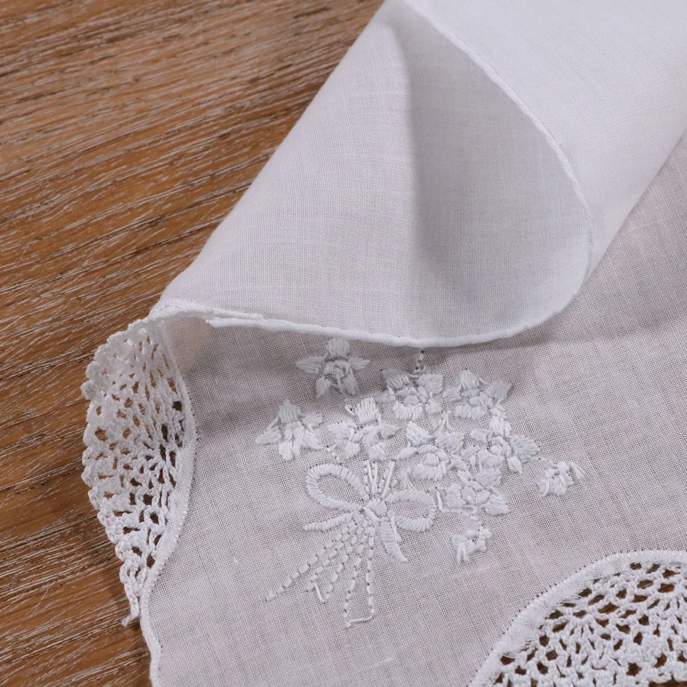 S011 :  1 piece Hand-made hand embroidery  handkie  Drawnwork White Cotton  handkerchief