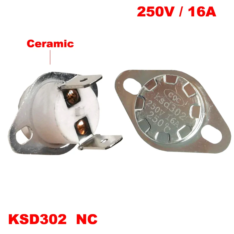 

120 125 130 135 140 145 150 155 Degree KSD302 16A 250V Right Angle Normal Closed NC Ceramic Themostat Temperature Control Switch