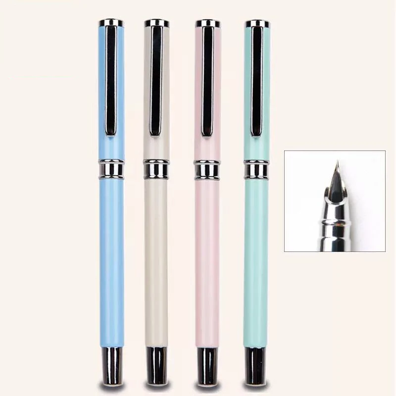 

1 Pc/Lot Simple Stainless-Steel Student-Use 0.38mm-Tip Fountain Pen for School Stationery & Office Supply