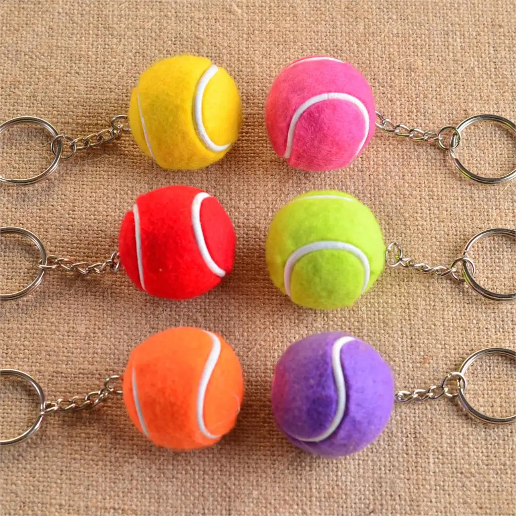 6 Color Key Chain Tennis Ball Metal Keychain Car Key Chain Key Ring sports chain sliver color pendant Hot Selling  #17112