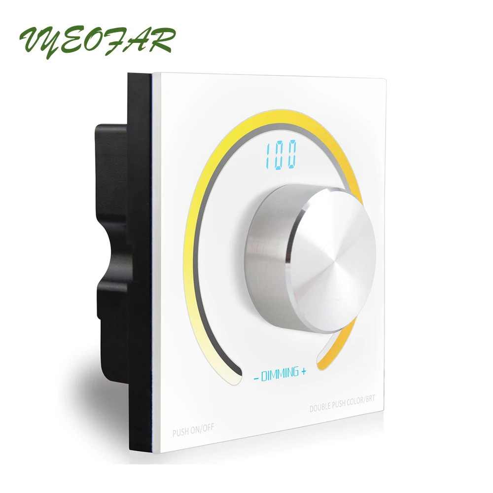 New Led Color Temperature Controller 12V-24V Wall Mount Rotary Manual Panel Digital Display Knob Single Strip CT Dimmer