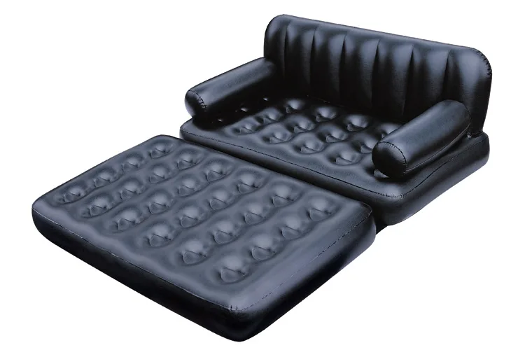 Double folding inflatable sofa lazy sofa multifunctional sofa bed double recliner,black foldable living room couch