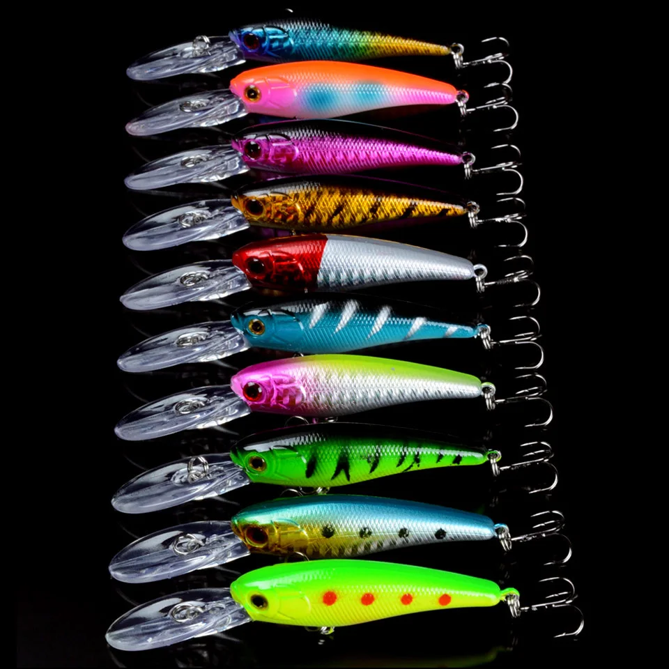 66pcs/lot Hard Baits Set Mixed 9 Models Quality Good Fishing Lures Artificial Minnow/Popper lure Crank bait Mix 66 Colors