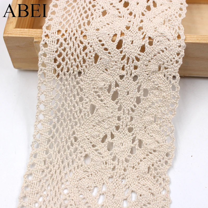 2yards/lot 10cm Beige Cotton Natural Lace Trimming Handmade Sew Patchwork Garments Accessories Wedding Party Dress Crafts Ribbon