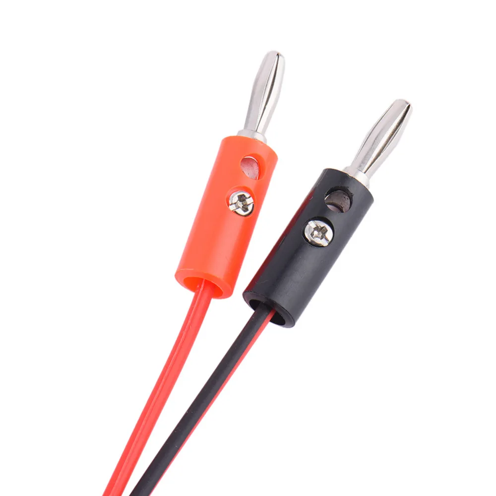 Banana Plug 4mm To Shrouded Copper Electrical Clamp Alligator Clip Test Cable Leads 1M For Multimeter Testing Probe