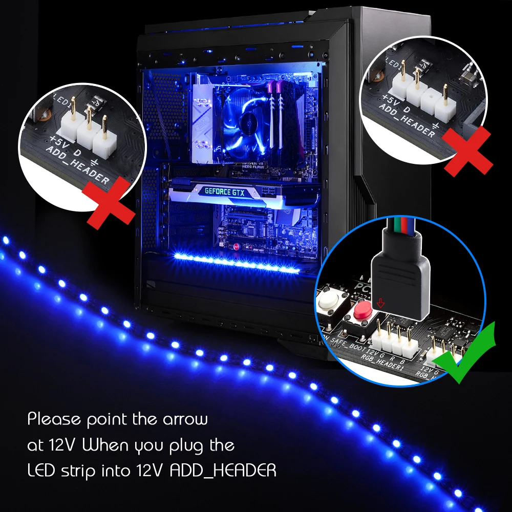 DC12V RGB 4pin LED nagłówki taśmy LED światła ADD_Header 5050 SMD obudowa pc podświetlenie, Panel sterowania RGB płyta główna zmień kolory