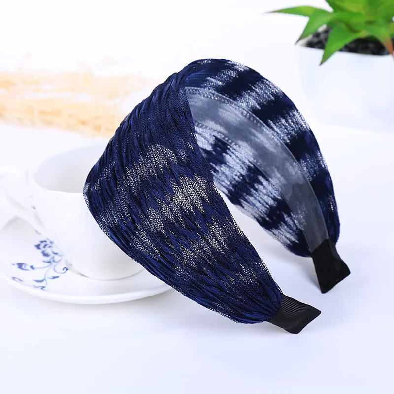 1Pcs Women Wide Fabric Headband Hair Hoop Vintage Printing Cloth Headwear Headband Wide Hair Accessories Hair Dress