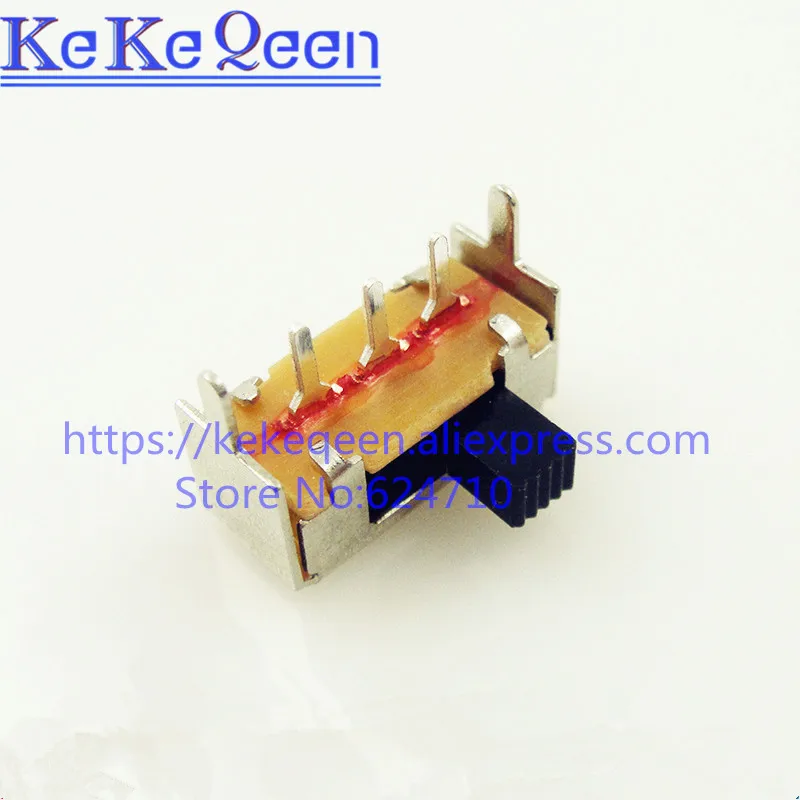 10PCS/LOT Toggle switch SK12F14 horizontal 2 file 5 pins 4mm handle high Miniature Slide Switch SK12F14G4 1P2T