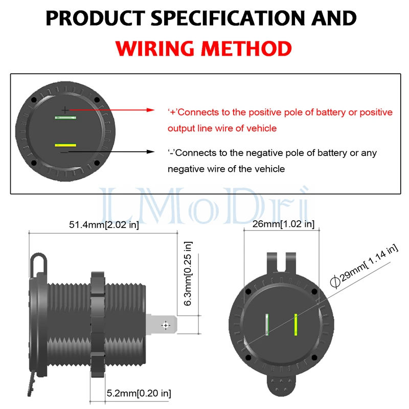 LMoDri New Motorcycle RV Super Fast Charge QC 3.0 Dual USB Auto ATV Phone Charger Waterproof Boat Yacht Tablet GPS Quick Charg