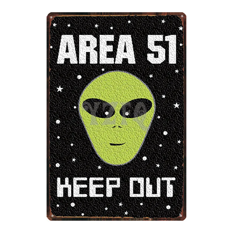 Area 51 Warninng No Trespassing  Retro Metal Sign  Wall kitchen  Home Art Vintage Decor Metal Poster 30X20CM DU-2853