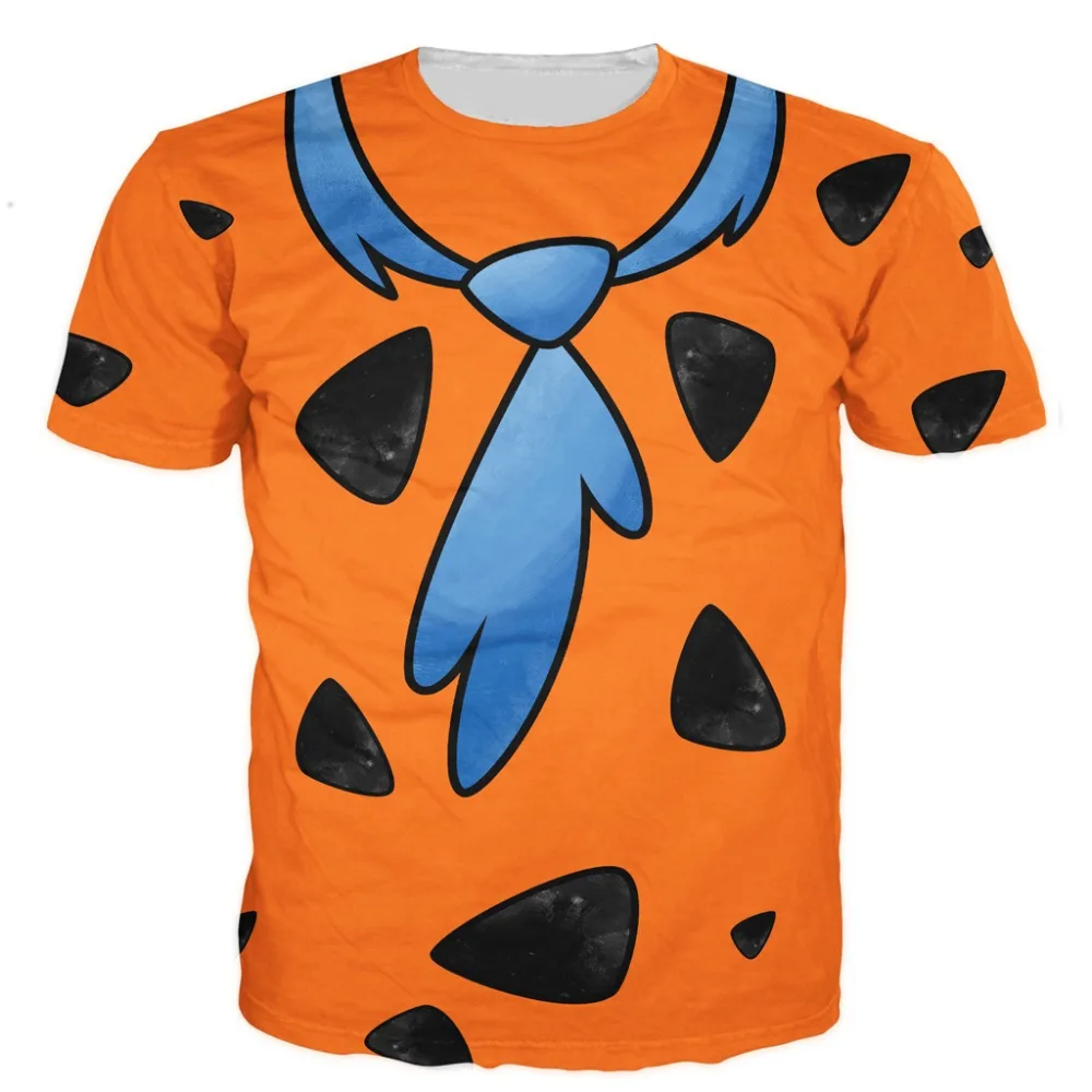 

YX GIRL Fred Flintstone Shirt T-Shirt Space Paint Print Good Quality Hip Hop T-Shirt Quick Dry Summer Tops Party Shirt