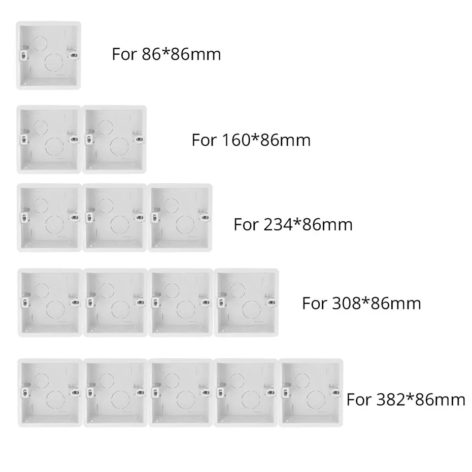 Mounting Lining Box for 86*86mm Wall Switch and Socket Wallpad Cassette Universal White Wall Back Junction Box