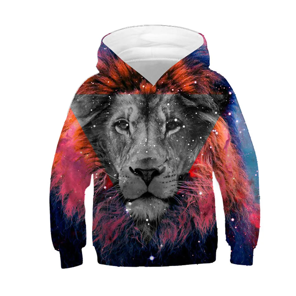 2020 Children Fashion Hoodies Boy/Girl 3D Sweatshirts Print Harajuku Animal Colorful Lion Star Hooded Tops Kids Pullover Clothes