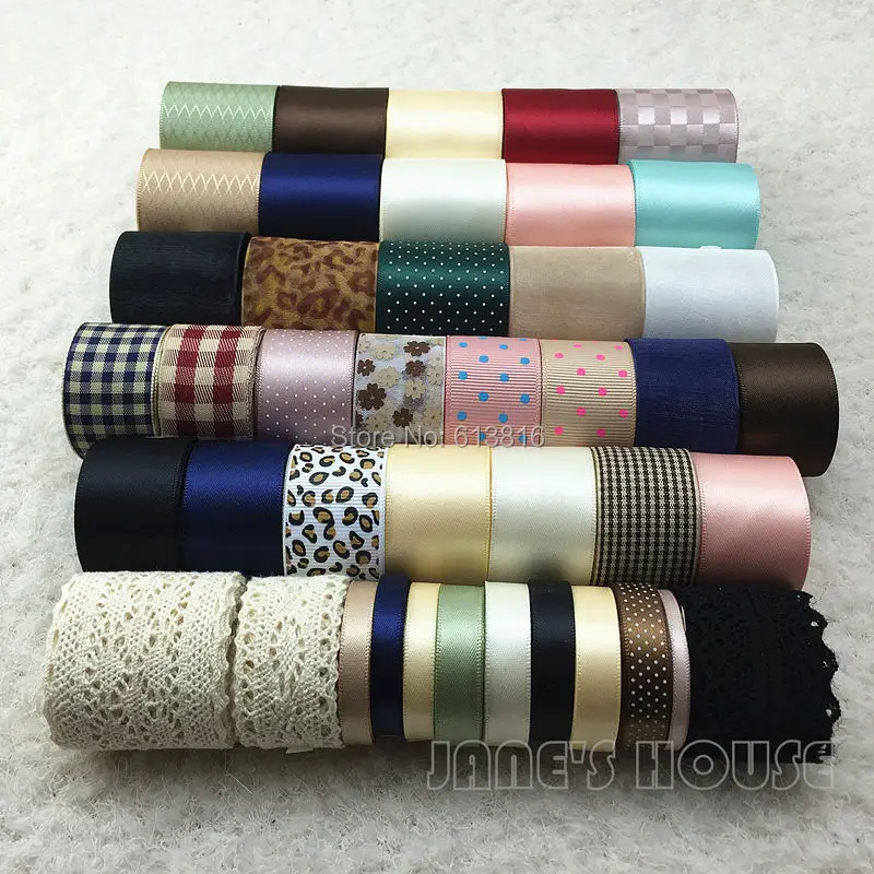 Free shipping 42 YDS Mixed 42 style Ribbon Set mix color zakka Ribbon series Ribbon DIY hair accessory material