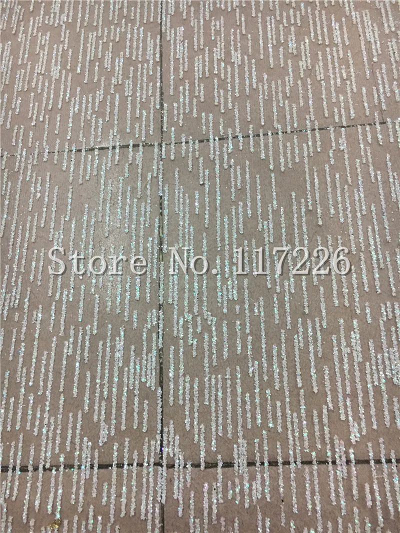 

small strip glitter french net lace fabric glued glitter african Tulle lace JRB-3279 for women party dress in cream white color