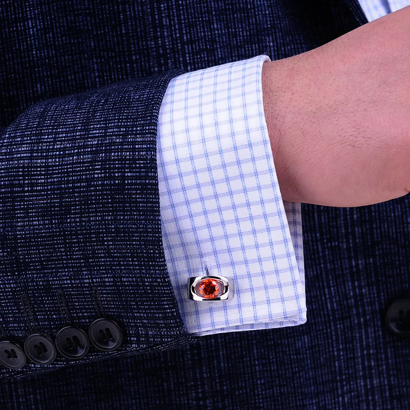 KFLK Jewelry shirt Fashion cufflink for mens Brand Orange Red Cuff link Luxury Wedding Button male High Quality guests