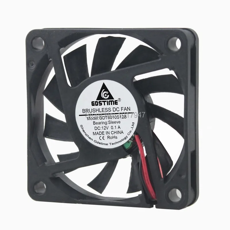 Imagem -01 - Gdstime-mini Ventilador de Refrigeração Pequeno 100 Peças 60 mm 60 mm 10 mm dc 12v Pinos