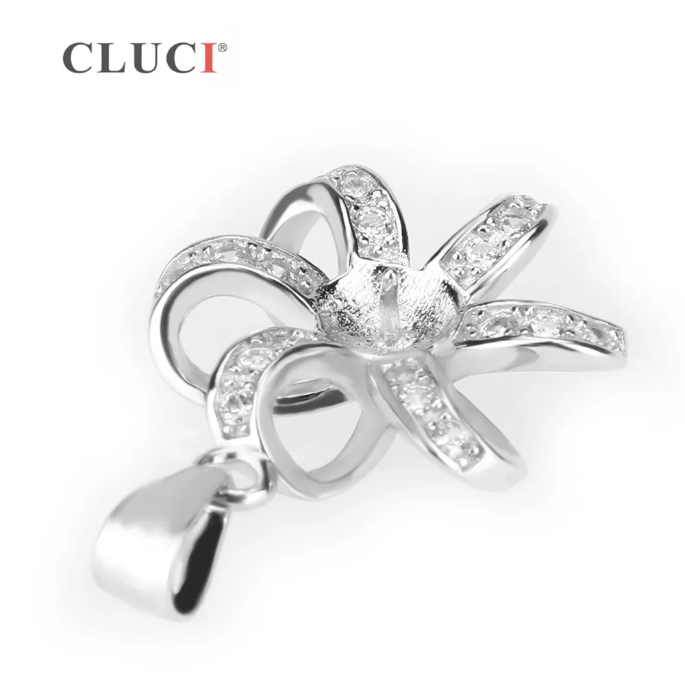 CLUCI Women Flower Silver 925 Pendant for Necklace Jewelry 925 Sterling Silver Pearl Pendant Mounting Women Jewelry SP027SB