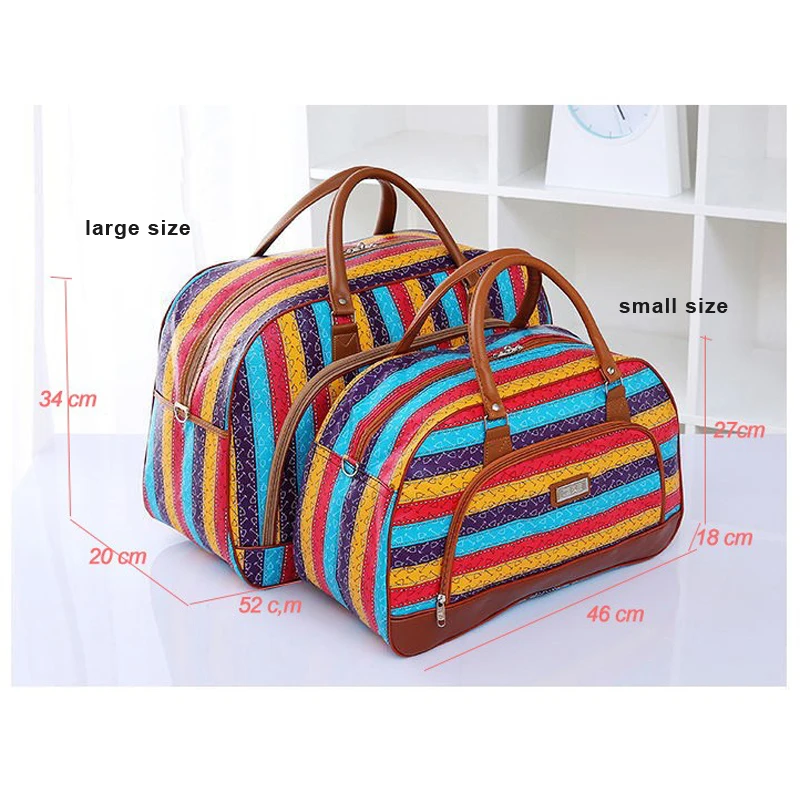 Bolsas de viaje de piel sintética para mujer, bolso con estampado de lona impermeable, de gran capacidad, informal, a la moda, PT1083, 2024