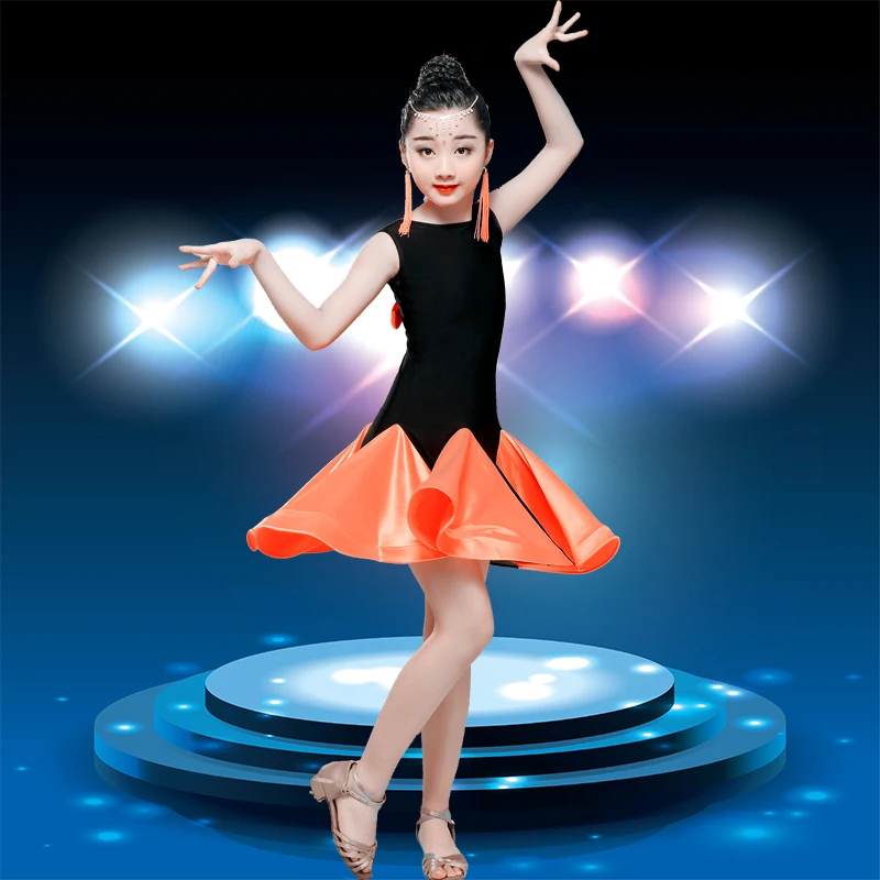 Kinderen Latin dance rok meisjes praktijk kleding kostuums Latin dance prestaties kleding concurrentie jurken