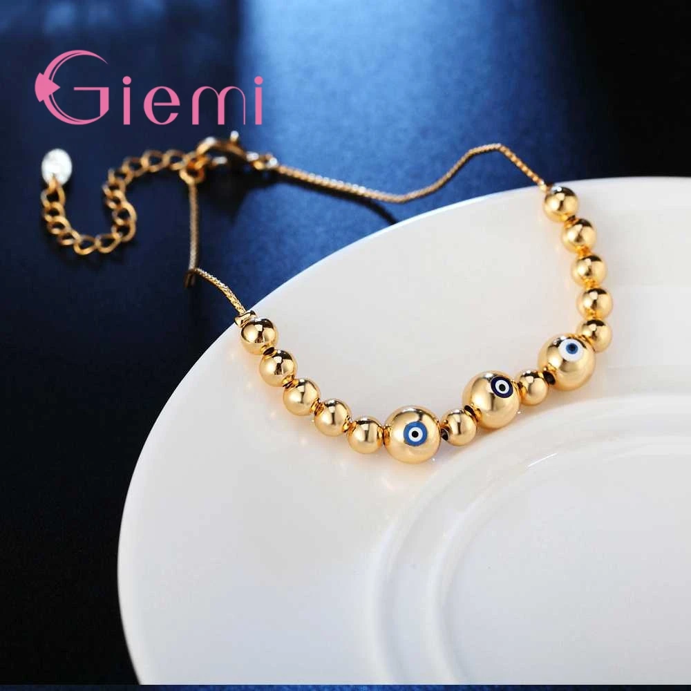 New Arrival Bead Bracelet Bangles 2 Color Option Silver Gold Color With Blue Eyes Cartoon Stamp Fashion Vintage Gift Women