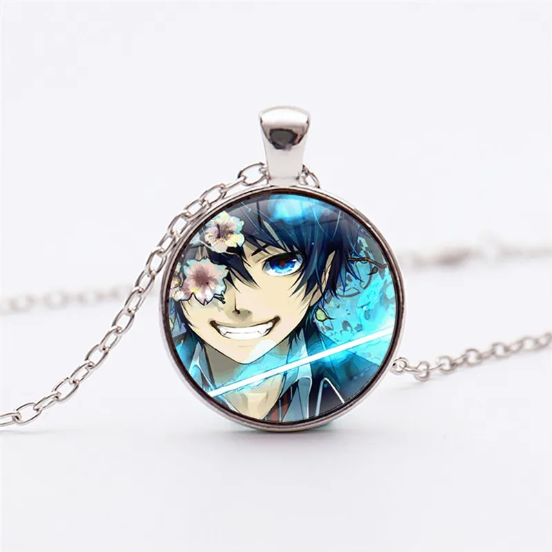 Popular Anime Blue Exorcist Silver Plated pendant Rin Okumura Cute necklace women Jewelry bijoux anime necklace