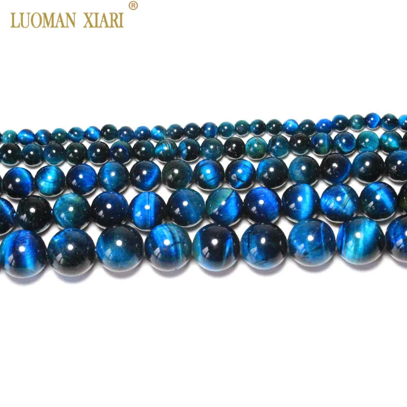 Fine AAA+ 100% Natural Blue Tiger Eye Gem Stone Beads For Jewelry Making DIY Bracelet Necklace 4/6/8/10/12mm Strand 15''