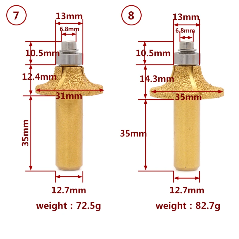 1 stücke 1/2 "Schaft Vakuum Gelötete Diamant Router Bits für Granit Marmor Router Cutter Profiling Schneiden Stein Rand gravur Werkzeuge – Detail 4