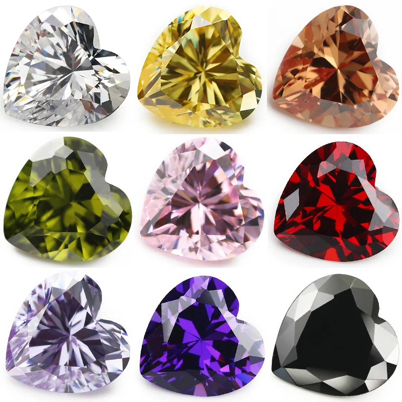 

Size 3x3~10x10mm 5A Heart Shape Various Color Cubic Zirconia Loose CZ Stones Synthetic Gems For Jewelry