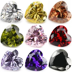 Dimensioni 3 x3 ~ 10x10mm 5A a forma di cuore vari colori Cubic Zirconia pietre sciolte CZ gemme sintetiche per gioielli