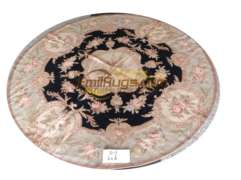 

Entirely Handmade Needlepoint New Price French Needlepoint 100% Wool Floral round Carpet Knitted Sofa Floor Use Art Carpet