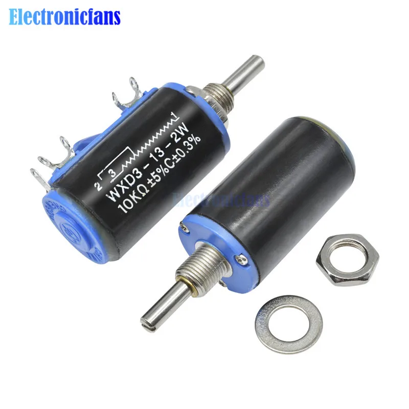 WXD3-13-2W Wirewound Potentiometer 100R 470R 1K 4.7K 6.8K 10K 22K 47K 100KΩ Ohm 10 Turns Linear Rotary Potentiometer WXD3-13 2W