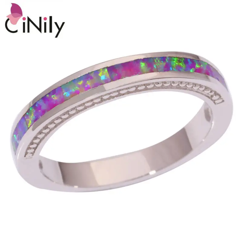 CiNily Created Pink Fire Opal Silver Plated Ring Wholesale Retail Fashion for Women Jewelry Ring Size 6 7 8 9 10 OJ9000