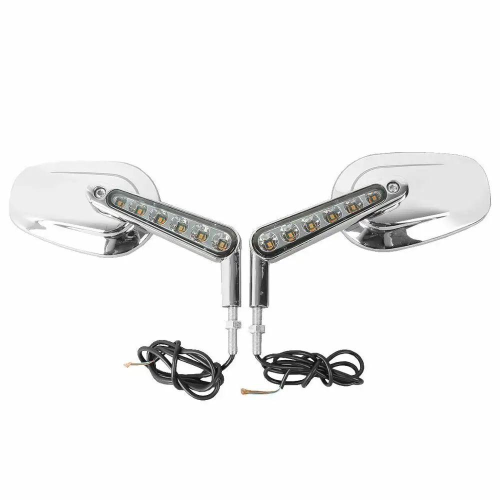 Motorcycle Muscle Rear View Mirrors LED Turn Signals For Harley VRSCF V-Rod 2009-2017 2016 2015 2014 1 Pair Black/Silver/Chrome image 4