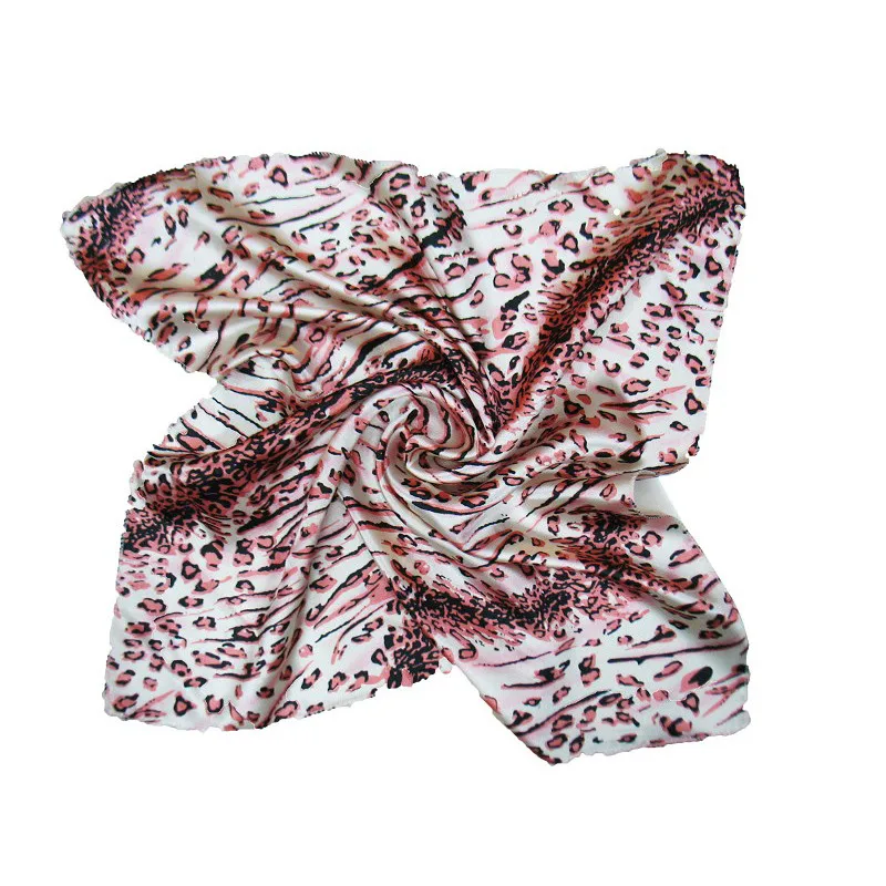 Lenço de seda cetim quadrado para mulheres, gravata de cabelo, animal print, leopardo, pescoço pequeno, moda empresarial