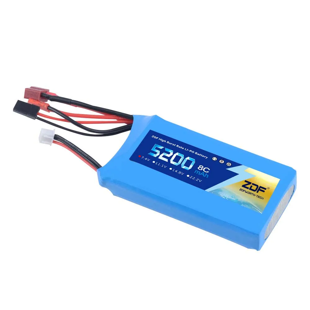 Bateria Lipo Poder ZDF 8C 2 S 7.4 V 5200 mAh Li-Po Bateria Para 1/5 RC carro A Gasolina transmissor Bateria de Li-poli