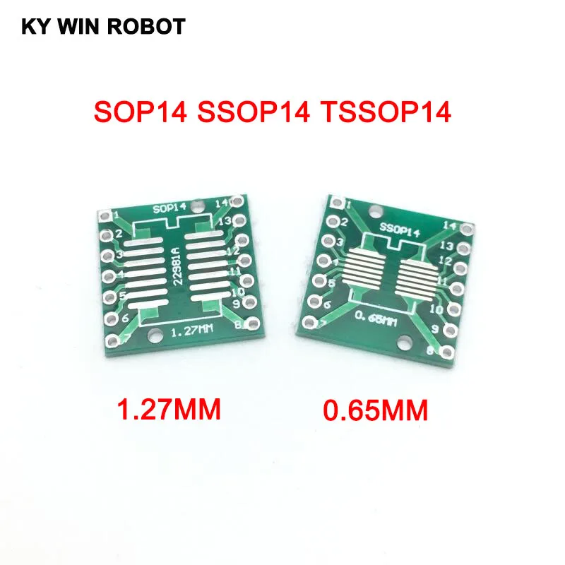 10 Stück SOP14 SSOP14 TSSOP14 auf DIP14 Pinnwand SMD auf DIP-Adapter 0,65 mm/1,27 mm auf 2,54 mm DIP Pin Pitch PCB Board Konverter Buchse – Detail 2