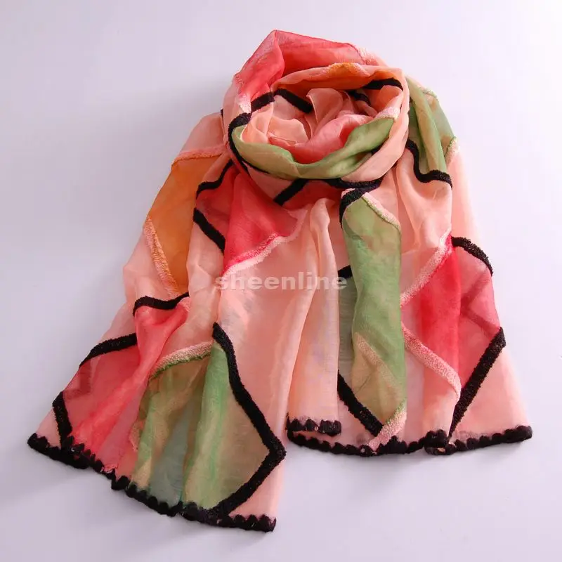 10 Colors Top Quality Genuine Silk Print Shawl Beach Scarf Pashmina Long Scarf Light Scarf Summer Air-conditioner Wrap